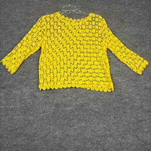 Gianni Bini Bright Yellow Crochet Lace Top – Medium